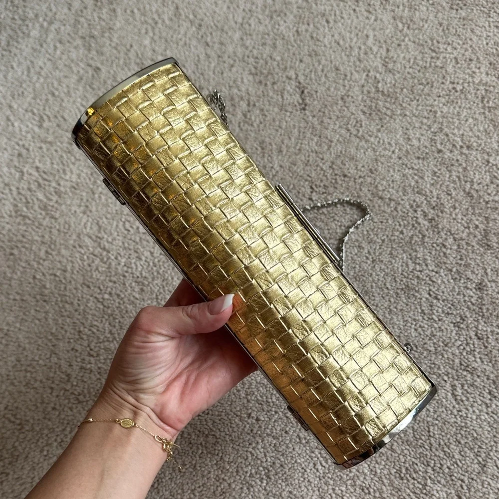 Gold Woven Metallic Clutch